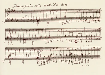 Teil des Manuskripts von Beethovens A-Dur-Sonate, Opus 26 (Feder und Tinte)